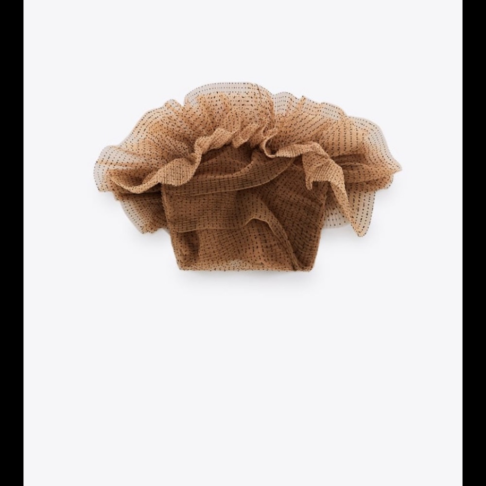 Zara Brown Ruffled Crop Top - Picture 9 of 12